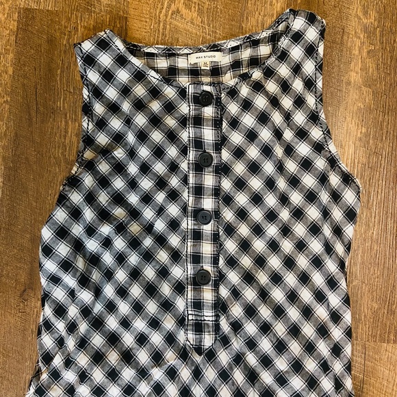 (CLOSET CLOSING FINAL SALE) Tank top gingham plaid button dress - Picture 4 of 4